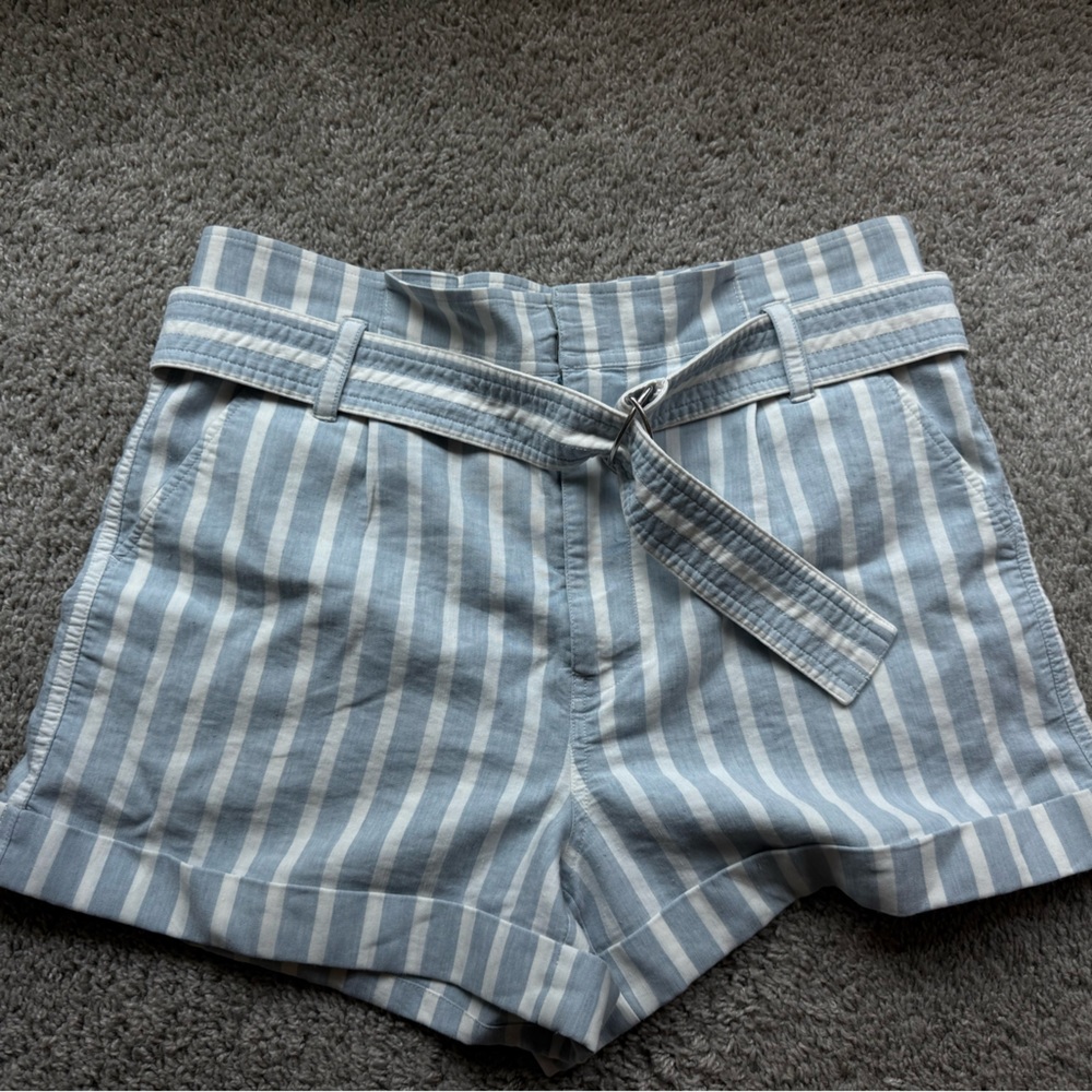 Frame Denim Blue and White Striped Women Shorts